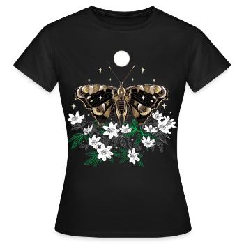 Moth Moth with bush anemones - Women's T-Shirt - black - Front - AI Model Female 172 dark (172cm)