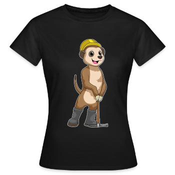 Erdmännchen Bergarbeiter Spitzhacke Bergbau - Frauen T-Shirt - Schwarz - Vorne - AI Model Female 172 dark (172cm)