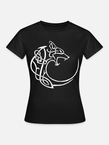 Weißer Mondwolf - Frauen T-Shirt - Schwarz