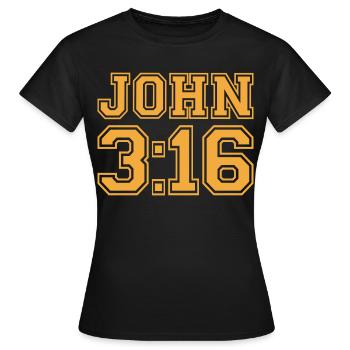 Jean 3:16 Typographie Varsity en gras - T-shirt Femme - noir - Devant - AI Model Female 172 dark (172cm)