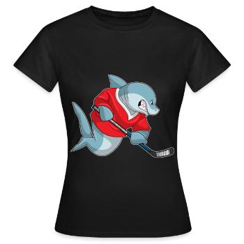 Croquant de hockey sur glace Shark - T-shirt Femme - noir - Devant - AI Model Female 172 dark (172cm)