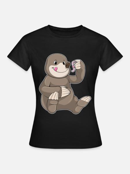 Maulwurf Regenwurm - Frauen T-Shirt - Schwarz