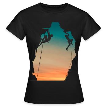 Couchersoleil falaise grimpeurs - T-shirt Femme - noir - Devant - AI Model Female 172 dark (172cm)