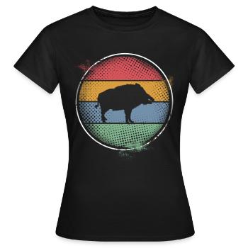 Wildschwein - Frauen T-Shirt - Schwarz - Vorne - AI Model Female 172 dark (172cm)