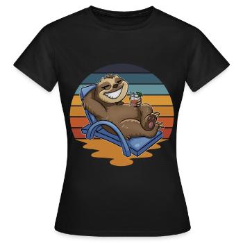 Faultier Urlauber Urlaub - Frauen T-Shirt - Schwarz - Vorne - AI Model Female 172 dark (172cm)