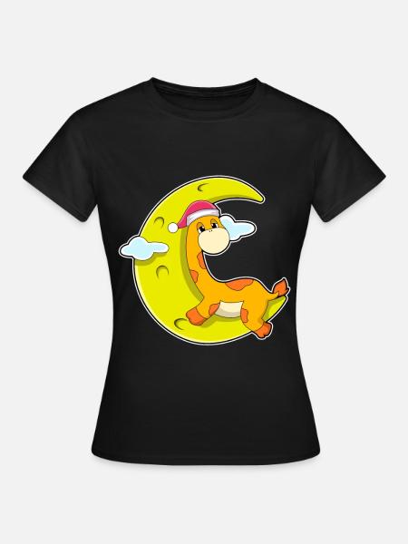 Giraffe Weihnachten Mond - Frauen T-Shirt - Schwarz