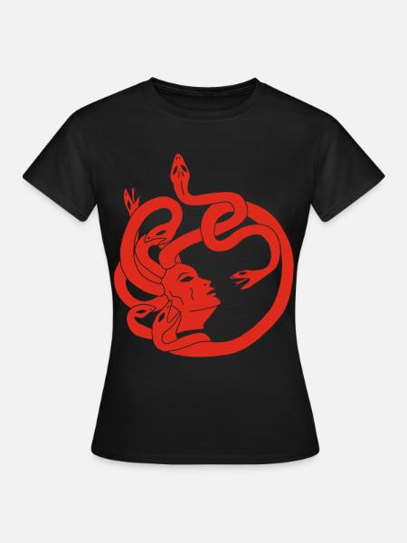 Frau mit Schlangenhaar (rot) - Frauen T-Shirt - Schwarz