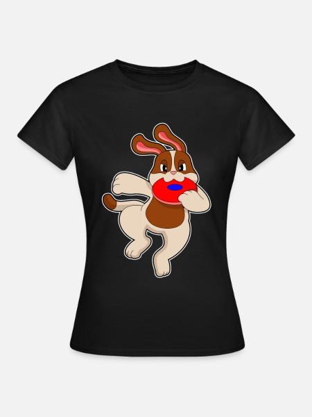 Hund Frisbee - Frauen T-Shirt - Schwarz