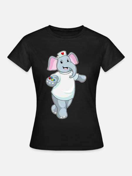 Elefant Krankenschwester Medizin - Frauen T-Shirt - Schwarz