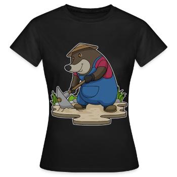 Maulwurf Landwirt Spitzhacke Bauernhof - Frauen T-Shirt - Schwarz - Vorne - AI Model Female 172 dark (172cm)