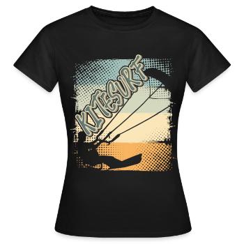 Kitesurfen Kitesurf Kitesurfer Kiteboard - Frauen T-Shirt - Schwarz - Vorne - AI Model Female 172 dark (172cm)