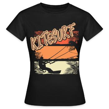 Kitesurfen Kitesurf Kitesurfer Kiteboard - Frauen T-Shirt - Schwarz - Vorne - AI Model Female 172 dark (172cm)