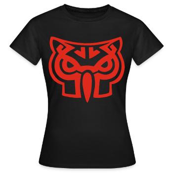 Tête de hibou rouge - T-shirt Femme - noir - Devant - AI Model Female 172 dark (172cm)