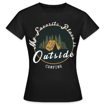 Mein Lieblingsplatz ist Draußen - Frauen T-Shirt - Schwarz - Vorne - AI Model Female 172 dark (172cm)