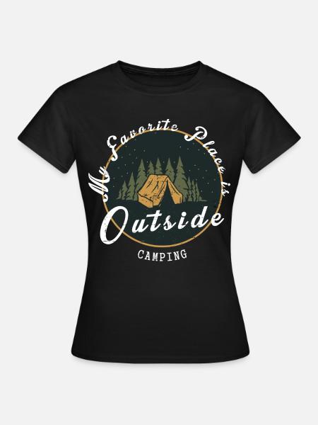 Mein Lieblingsplatz ist Draußen - Frauen T-Shirt - Schwarz