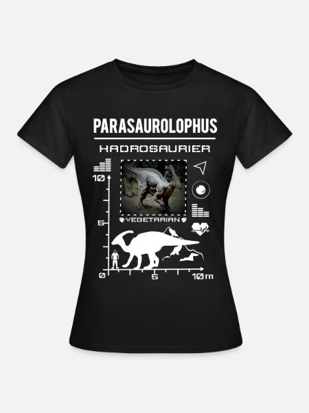 Données sur le type de dinosaure Parasaurolophus - T-shirt Femme - noir