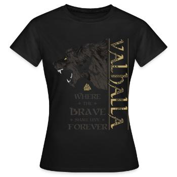 Valhalla Viking Bear Grizzly Bear Wotan Nœuds - T-shirt Femme - noir - Devant - AI Model Female 172 dark (172cm)