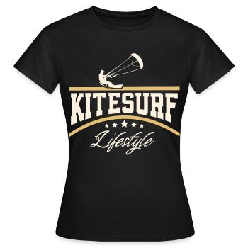 Kitesurfen Kitesurf Kitesurfer Kiteboard - Frauen T-Shirt - Schwarz - Vorne - AI Model Female 172 dark (172cm)