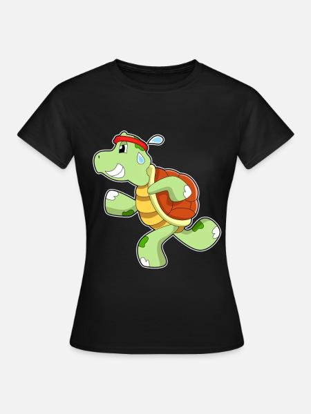 Schildkröte Jogger Joggen Sport - Frauen T-Shirt - Schwarz