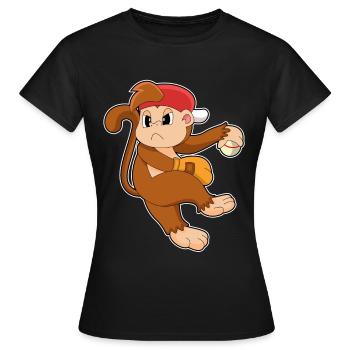 Gant de baseball Monkey - T-shirt Femme - noir - Devant - AI Model Female 172 dark (172cm)