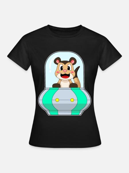 Erdmännchen Raumschiff Weltraum - Frauen T-Shirt - Schwarz