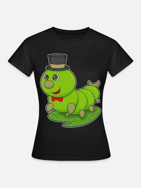 Raupe Gentleman Zylinder - Frauen T-Shirt - Schwarz