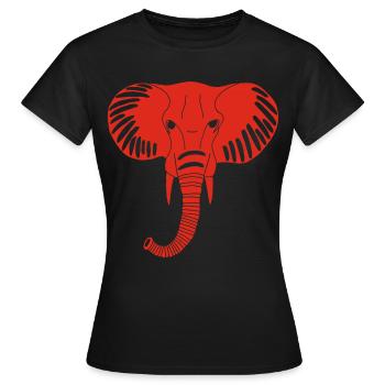 Tête d'éléphant rouge - T-shirt Femme - noir - Devant - AI Model Female 172 dark (172cm)