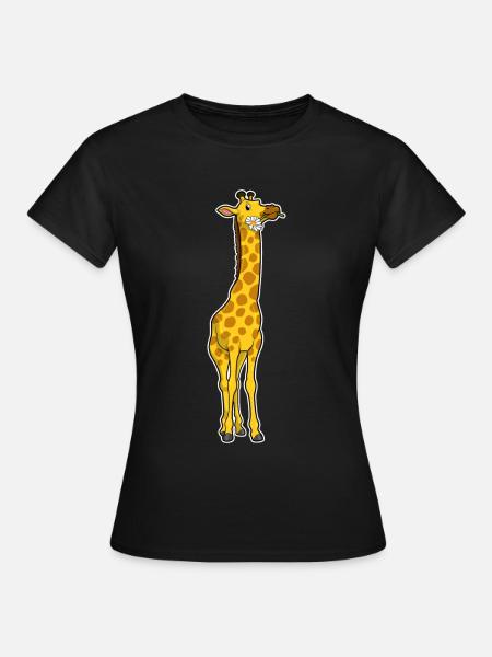 Giraffe Gänseblümchen - Frauen T-Shirt - Schwarz