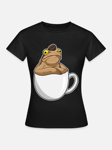 Frosch Kaffee Kaffeebohne - Frauen T-Shirt - Schwarz