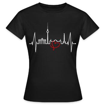 Berlin Skyline Heartbeat Heart Love Les Berlinois - T-shirt Femme - noir - Devant - AI Model Female 172 dark (172cm)