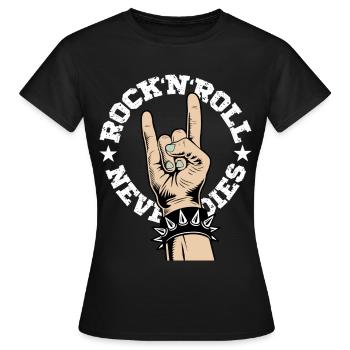 Rock'N'Roll Never Dies - T-shirt Femme - noir - Devant - AI Model Female 172 dark (172cm)