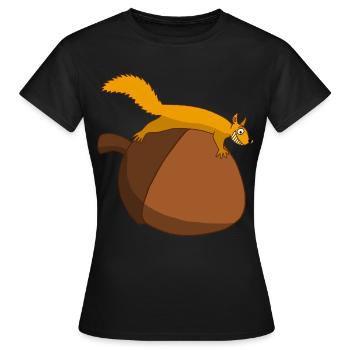 Das Eichhörnchen gegen die Eichel - Frauen T-Shirt - Schwarz - Vorne - AI Model Female 172 dark (172cm)