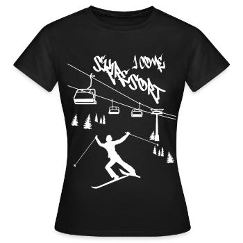 Station de ski Je viens ! - T-shirt Femme - noir - Devant - AI Model Female 172 dark (172cm)