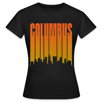 Silhouette du coucher de soleil de Columbus - T-shirt Femme - noir - Devant - AI Model Female 172 dark (172cm)