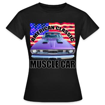 American Classic Muscle Car R6Z - Frauen T-Shirt - Schwarz - Vorne - AI Model Female 172 dark (172cm)
