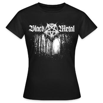 Black Metal | Pentagramme et forêt - T-shirt Femme - noir - Devant - AI Model Female 172 dark (172cm)
