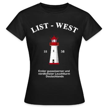 Liste des phares - Ouest, dessin avec information - T-shirt Femme - noir - Devant - AI Model Female 172 dark (172cm)