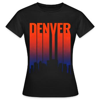 Denver Skyline Sonnenuntergang Gradient - Frauen T-Shirt - Schwarz - Vorne - AI Model Female 172 dark (172cm)