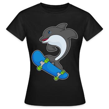 Delfin Skater Skateboard - T-shirt Femme - noir - Devant - AI Model Female 172 dark (172cm)