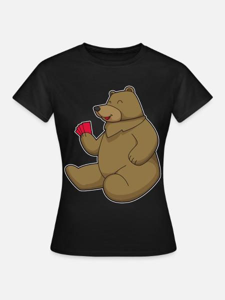 Bär Poker Pokerkarten - Frauen T-Shirt - Schwarz