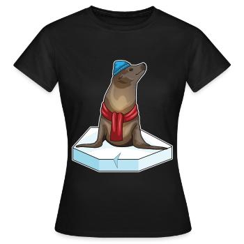 Seehund Eisscholle - Frauen T-Shirt - Schwarz - Vorne - AI Model Female 172 dark (172cm)