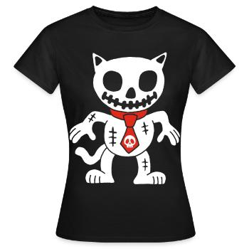 Chat blanc poupée vaudou - T-shirt Femme - noir - Devant - AI Model Female 172 dark (172cm)