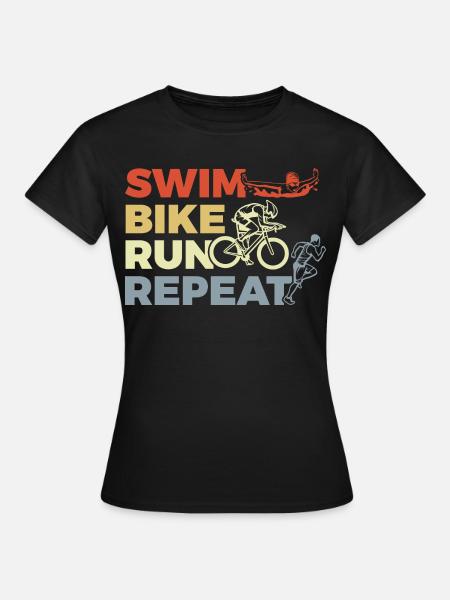 Triathlon Repeat - Frauen T-Shirt - Schwarz