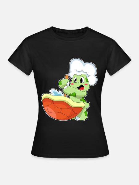 Schildkröte Koch Kochtopf Kochen - Frauen T-Shirt - Schwarz