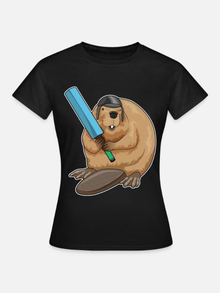 Biber Cricket Cricketschläger - Frauen T-Shirt - Schwarz