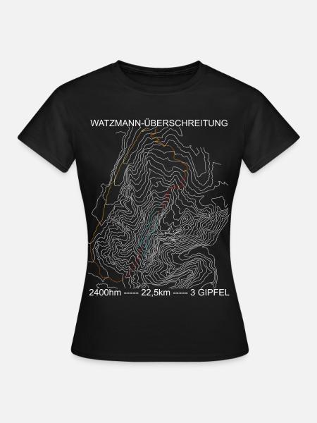 Watzmann-Überschreitung, Alpen, Berge, bergsteigen - Frauen T-Shirt - Schwarz