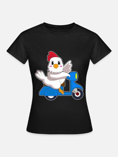 Huhn Motorroller - Frauen T-Shirt - Schwarz