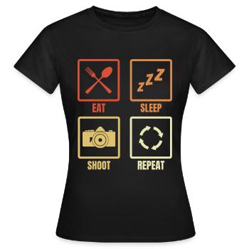 Manger dormir Photographier Répéter - T-shirt Femme - noir - Devant - AI Model Female 172 dark (172cm)