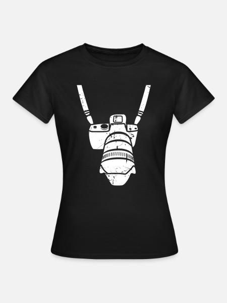 Kamera um den Hals - Frauen T-Shirt - Schwarz