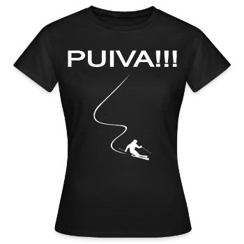 Puiva, Pulverschnee, Skitour, skifahren, Powder - Frauen T-Shirt - Schwarz - Vorne - AI Model Female 172 dark (172cm)